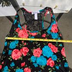Ambiance Apparel Floral Roses Lace Back Top in Black - Small, Racerback Photo 12