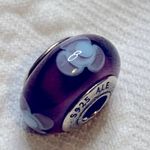 Pandora Authentic  Blue Flowers on for You Murano Glass Bead Purple 925 Photo 3