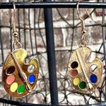 Art Palette Earrings Artist Teacher Festival Watercolors Acrylics Painti… Photo 0