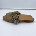 James Perse Free People X  Taupe Suede Western Buckle Slip On Mule Size 37 Photo 4