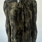 White House | Black Market  Sz M Camo Green Long Sleeve Blouse (B Photo 0