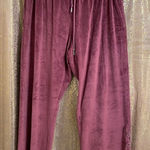 PINK - Victoria's Secret Victoria's Secret Pink Velvet Velour Maroon Heritage Sweatpants Soft Pant XL Photo 0