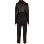 Equipment  Femme Carlens Satin Wool‎ Black Jumpsuit Sz 8 Neutral Dressy Career Photo 3