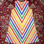 Vtg Y2K Granada rainbow chevron stripe tunic kaftan dress cover up one sz Pride Red Photo 3