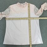 Bedford Fair Lace Sleeve Mock Neck Shirt Pink Large Tee Coquette Victorian Soft Photo 11