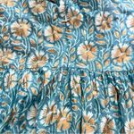NWOT Oliphant Teal Floral Tiered Mini Dress Hand Block Print, Size Small Blue Photo 8