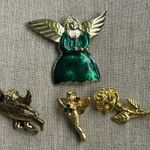 Vintage Rare Collectible bundle of Angel, holiday themed pins, set of 4, faith Gold Photo 6