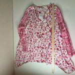 Woman Within NEW  Floral Button Down Shirt Size 18/20 Multicolor Hanky Hem Flowy Photo 7