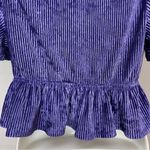 Urban Outfitters  Crop Top Peplum Velour Stretch Velvet Size Large Flutter Sleeve Photo 9