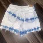 American Eagle  Outfitters White and Blue Tie-Dye Jean Shorts Photo 3