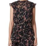 All Saints Hali Skit Floral Print Ruffle Black Mini Dress Size 0 Photo 0
