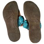 A.S. 98 Teal Blue Leather Embossed Silver Flip Flop Thong Sandals EU 38 US 7.5 Photo 8