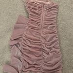 American Threads Carissa Strapless Shimmer Drape Bodycon Mini Dress Photo 4