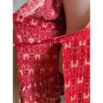 Boho Red Floral Wrap Dress Short Sleeve Tiered Ruffle Boho Mini cottage whimsi s Photo 2
