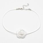 Dainty Fabric Flower Choker White Photo 0
