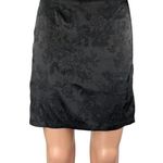 Lyaner Black Floral Silky Satin High Waist Front Slit Mini A Photo 0