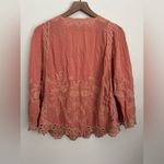 XCVI Mind Set by  Boho Orange Embroidered 3/4 Sleeves Blouse Top peasant L XL Photo 1