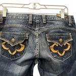 ReRock Express Embellished Embroidered Dark Wash Denim Jeans Size 28 07RJ72 Blue Photo 0