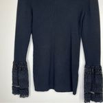 Who What Wear  Black Turtle Neck Crochet Bell Sleeves Blouse Size XS Photo 3