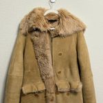 BCBGMAXAZRIA  100% Leather Sueded Shearling Coat Size Medium Old Money Mob Wife Photo 4