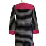 Eliza J  Dress Black Gray Pink Striped Pockets Knit Sweater Shift Dress Small Photo 4