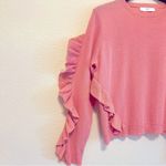 ALANIZ ruffled asymmetric pullover sweater, lightweight, pink, size M Pink Size M Photo 3
