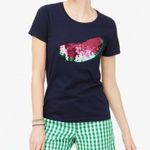 J.Crew  Navy Blue Pink Sequin Watermelon Graphic Collector Tee Photo 9