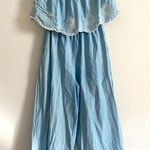 Jessica Simpson Chambray Embroidered Sleeveless Jumpsuit Photo 0