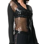 Marco De Vincenzo Sheer Sequined Long Sleeve Black Cardigan Sweater Size 6 Photo 0