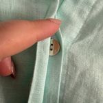 DAVID N | 100% Linen Sea Foam Green Button down 3/4 Sleeve Shirt | Medium Photo 5