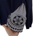 Maison Jules Pullover Sweater Embroidered Hem Detail Navy Blue Size Large Casual Photo 2