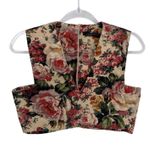 ZARA  Romantic Cottagecore Floral Crop Top Womens Medium Tan Pink Photo 0