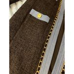 EDWARD ACHOUR PARIS Tweed Chain Trim Blazer Light Blue Trim Gold Buttons size S Brown Photo 2