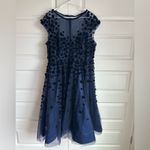 Mac Duggal  Floral Embellished Illusion Midnight Midi Cocktail Dress‎ NWT Photo 3