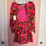 Billabong  Heaven sent open back puff sleeve tropical bohemian mini dress NWT MD Photo 5