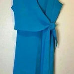 Valerie Dresses Vintage Y2K 100% Pure‎ Silk Side Tie Stylish Midi Dress Size 14 Blue Photo 0