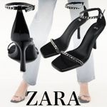 ZARA NEW  CHAIN TRIM HEELED SANDALS SHOES‎ THIN STRAP WOMENS SIZE 41 US 10 Photo 1