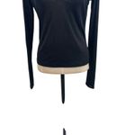 Reformation  Emery Knit Top Long Sleeve V-Neckline Sheer Black Size Medium Photo 3