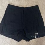 Black High Waisted Trouser Shorts With Thigh Buckle Size M Size M Photo 0