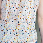 Madewell Cream & Colorful Confetti Printed Front Tie Tank Top Photo 1