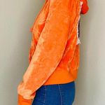 Fifi Collection Vintage Y2K  Orange Velour Logo Hooded Cardigan Photo 5