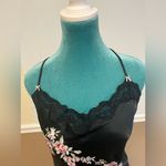 Vintage California Dynasty Long Nightgown Black with Pink Embroidered Flower Size XL Photo 3