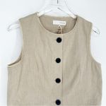 ZARA NWT  Linen Blend Frayed Rustic‎ Vest M Tan Photo 4
