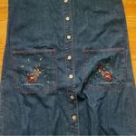 Vintage Original Ty Wear Button Down Denim Maxi Holiday Reindeer Dress Size 10 Photo 2