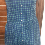 Bryn Connelly Corduroy Jumper Dress Sz 4P Tartan Plaid Navy green Midi VTG 80s Blue Photo 0