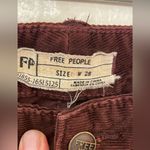 Free People Women’s Burgundy Corduroy Velvet Skinny Straight Leg Pants Size 28 Photo 4