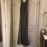 Hayley Paige Occasions  Bridesmaid maxi Dress 5714 Gunmetal Gray long chiffon 2 Photo 14