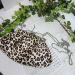 Vintage Leopard Animal Print Pouch Bag with Crossbody Chain Black Photo 4