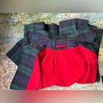 Vintage handmade navy green plaid button front cape shawl, one size Blue Size one size Photo 9