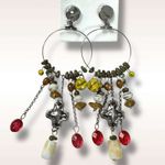 Free People  Lola Hoops in Silver Multi NWT Dangles Charms Cross Bohemian Boho Photo 7